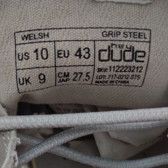 Hey Dude Welsh Grip Shoe Men's Light Gray Size 10 - Picture 8 of 8